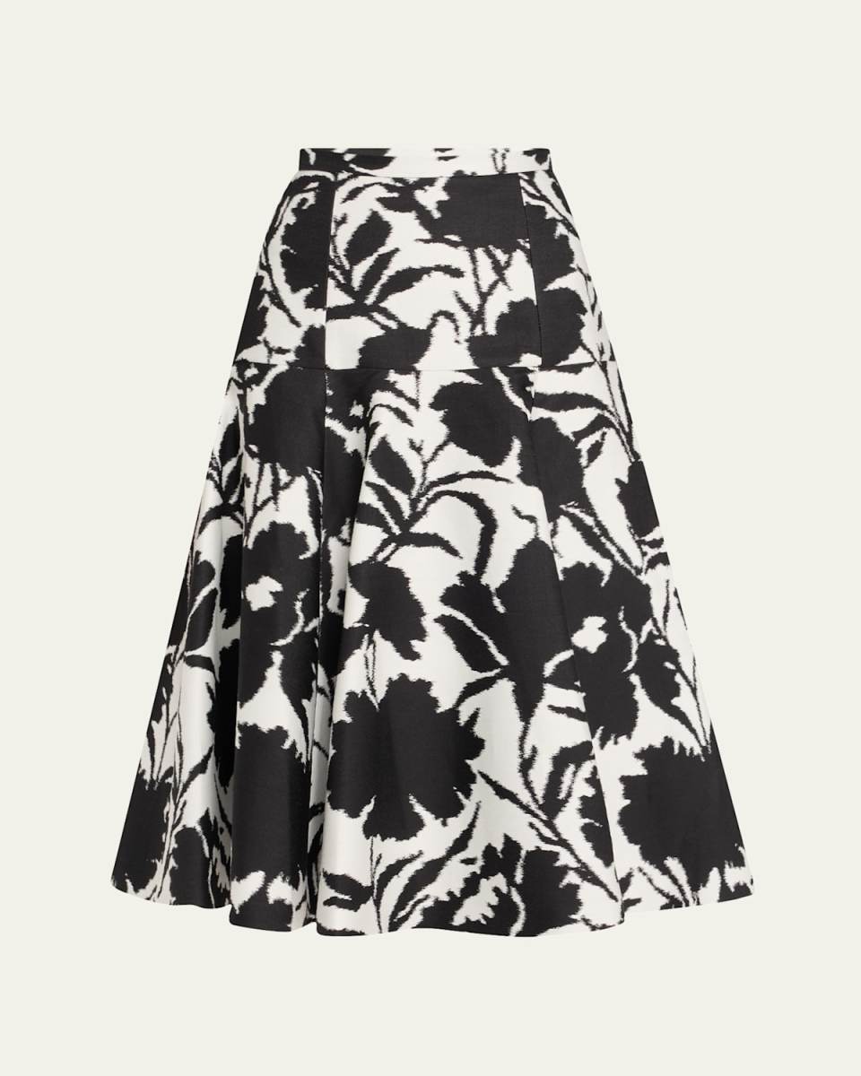 Floral Jacquard Drop Waist Dance Skirt